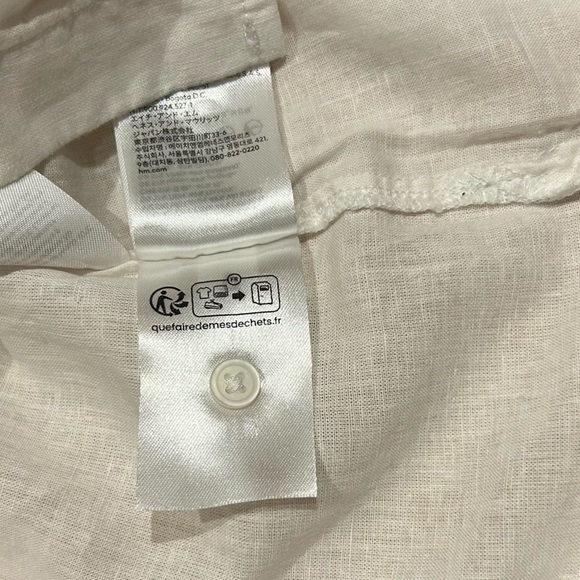 H&M linen blend white blouse with beautiful sleeves Size -S - Picture 5 of 5